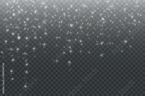 Light effect with glitter particles.Christmas dust.White sparks shine with special light.
