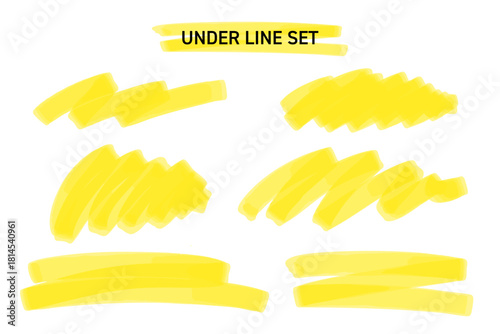 手描きマーカーのアンダーラインセット 黄色
