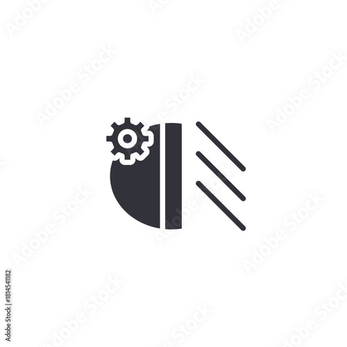 A curved metal component icon symbolizing machine parts, industrial manufacturing, engineered components, and mechanical system structures.