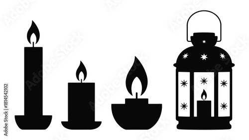 Christmas Candle Silhouette Set