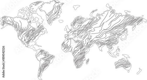 vector illustration of a sketch of the world map or line art design of world map made by various geometric lines.