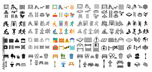 Diverse playground and activity icon set