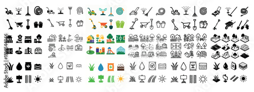 Garden tools and landscaping icons collection