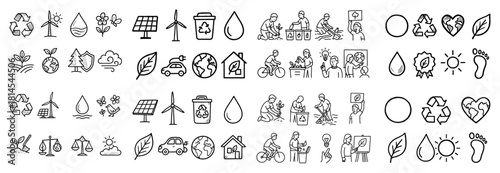 Eco-friendly icons: sustainability, recycling, nature