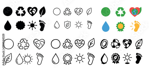 Eco-friendly symbols for sustainability and recycling