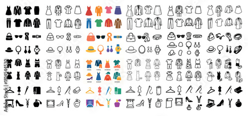 Fashion and accessories icons in various styles