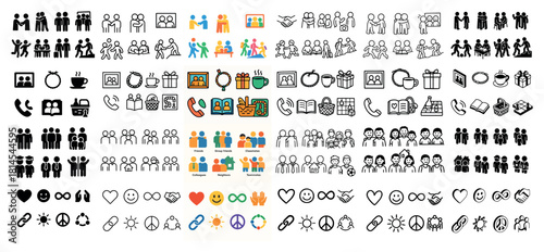 Diverse people icons and symbols collection