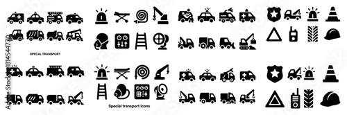 Special transport and emergency icon set