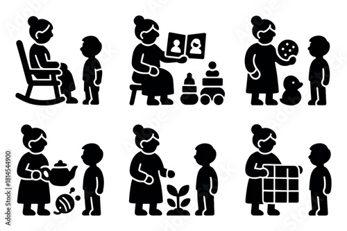 Grandmother and Grandchildren Icons