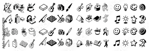 Diverse hobbies and arts icons collection