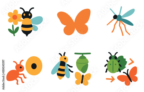Colorful Insect Activities Icons