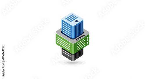 Isometric Data Server Stack Icon
