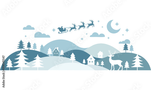 Paper cut style christmas scene  vector  illustration, easily editable. 