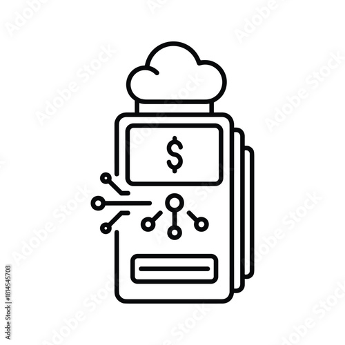 Cloud payment concept showing a card reader with cloud, isolated on