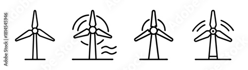Wind power turbine icons renewable energy green electric production