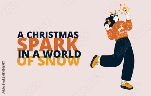 Cartoon vector illustration of a woman balancing on sugar cubes symbolizing fragility, careful steps, and precision