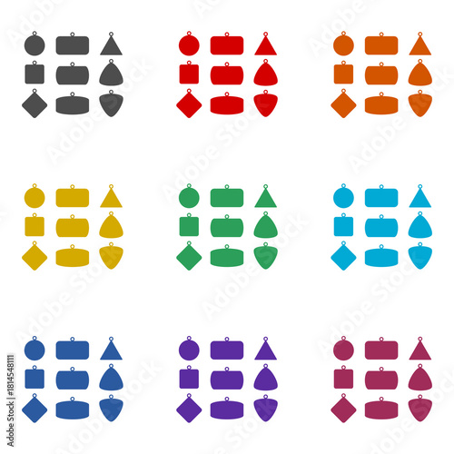 Dog tag template set icons isolated on white background. Set icons colorful