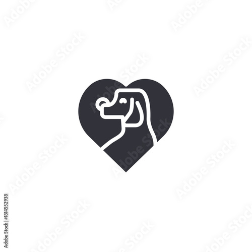 A dog inside a heart icon symbolizing pet affection, animal adoption, compassionate care, emotional bonding, and loving relationships between owners and their pets.