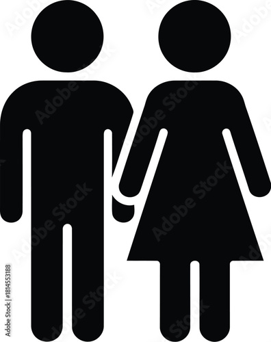 Simple Black Pictogram Depicting a Couple Standing Together in a Minimalist Style