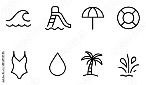 Minimalist Water Attraction Icons