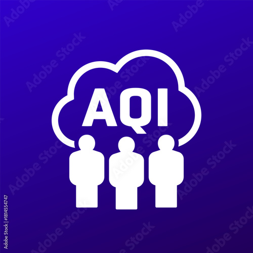 Air quality index, AQI vector icon with people