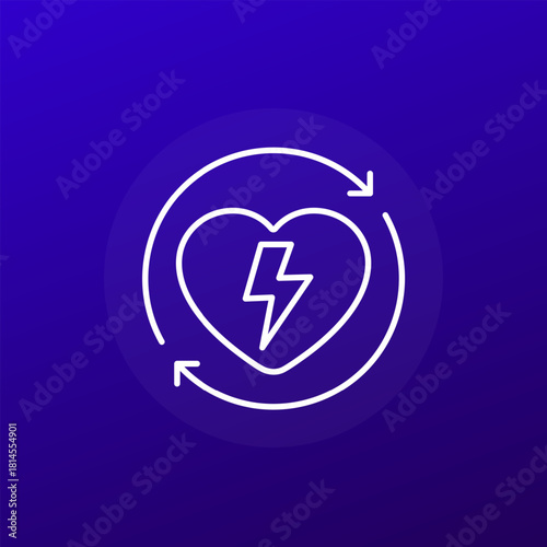 electric heart icon with arrows, line design