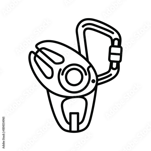 Folded bath mitt or washcloth with hanging loop icon, simple black and white line art illustration isolated on