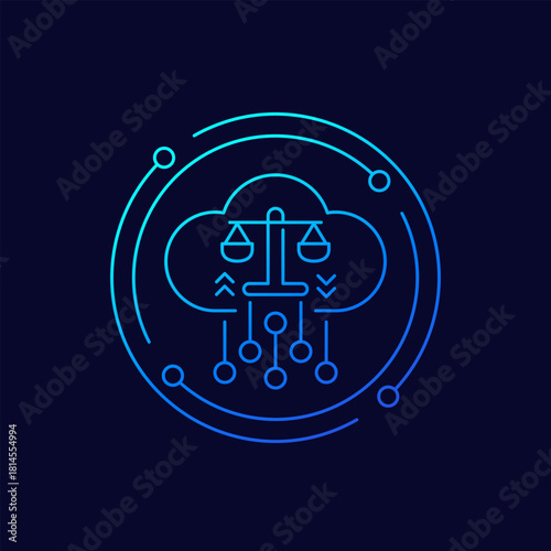 Load balancing icon with cloud, linear design