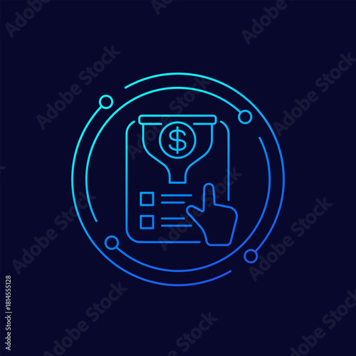 sales funnel icon, marketing and business linear design