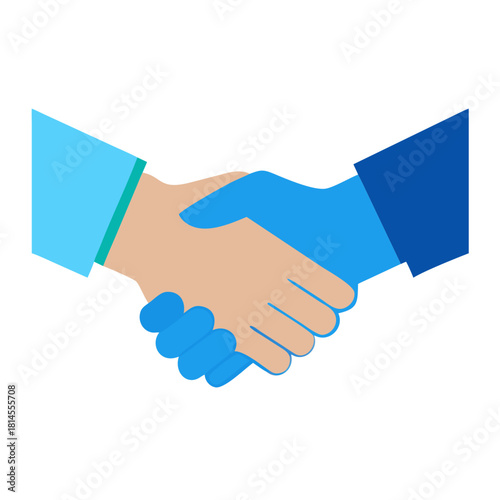 Two hands shaking in a friendly business agreement or partnership icon vector