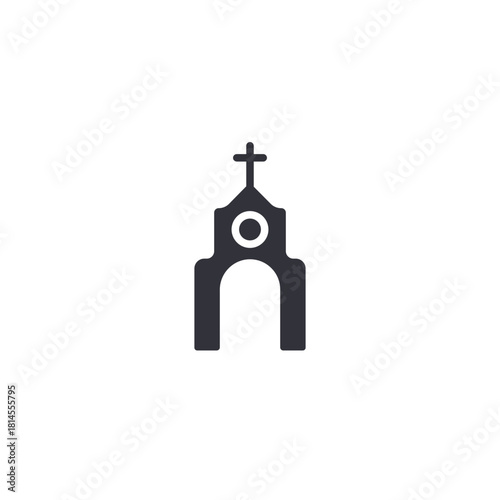 A church wedding venue icon symbolizing religious ceremonies, sacred unions, chapel locations, and traditional wedding settings used for event planning and invitations.