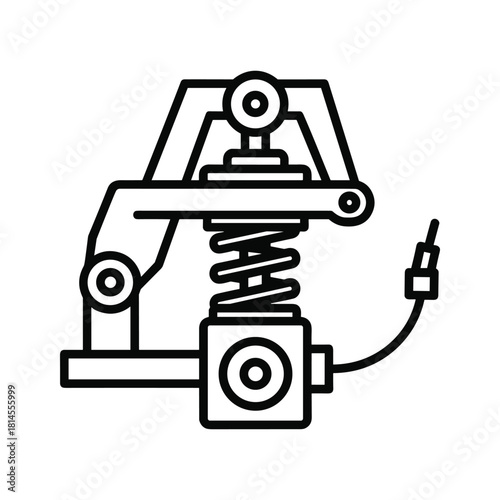 Outline drawing of a universal travel adapter with multiple plug types and usb ports isolated on
