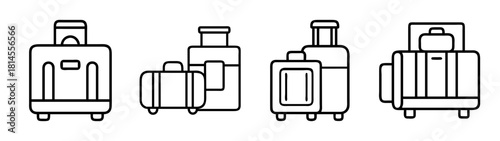 Line art icons of luggage set for travel and vacation purposes