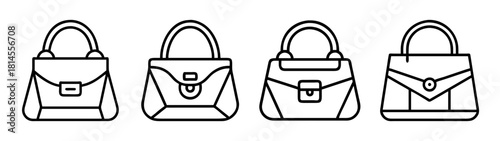 Outline handbags icon set. stylish women's accessories collection.