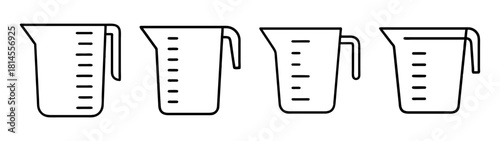 Set of four outline measuring cup icons for cooking and baking