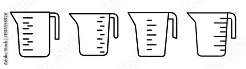 Various kitchen measuring cup line art icons for cooking recipes