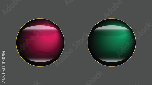 Two Glassy Spheres with Gold Trim circle glossy