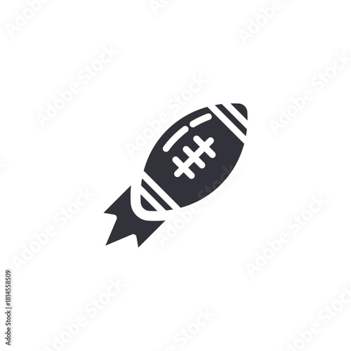 A football illustrated with trailing motion lines, symbolizing speed, action, powerful throws, competitive energy, and dynamic sports performance in a modern icon style.