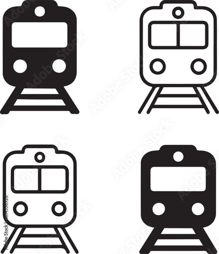 Isolated Train Subway, Train Subway icon, Train Subway railway transport, metro system, black vector transit symbol, realistic train transport design for buyers