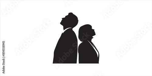 Silhouette of a woman and man back to back, conveying tension and conflict.