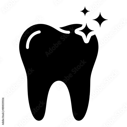 Clean Tooth Icon Sparkle Dental Whitening Oral Care Hygiene Health Logo Vector Art