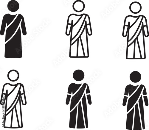 Isolated Sari India, Sari India icon, Indian Sari clothing, traditional attire, cultural dress, black vector fashion symbol, ethnic costume design for buyers