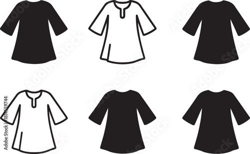 Isolated Flowing Tunic, Flowing Tunic icon, traditional Flowing Tunic clothing, cultural attire, classic dress, black vector fashion symbol, heritage costume design for buyers