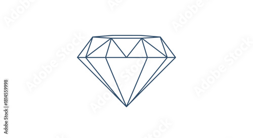 Simple geometric line art icon of a faceted diamond or gemstone representing luxury wealth and value on a white background.