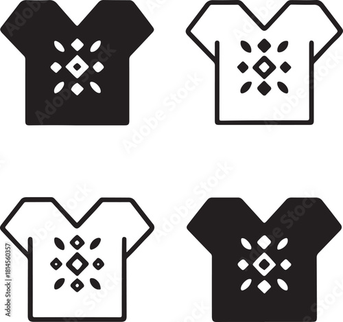 Isolated Huipil Mexico, Huipil Mexico icon, Mexican Huipil clothing, traditional attire, cultural dress, black vector fashion symbol, handcrafted costume design for buyers