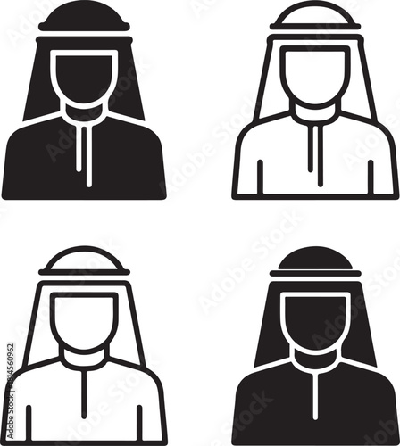 Isolated Kandura UAE, traditional Middle Eastern male clothing icon, cultural attire, heritage dress, black vector fashion symbol, modest costume design premium design