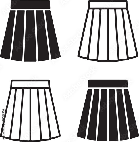 Isolated Kilt Scotland, traditional Scottish dress icon, cultural attire, heritage fashion, black vector costume symbol, classic heritage clothing design premium design