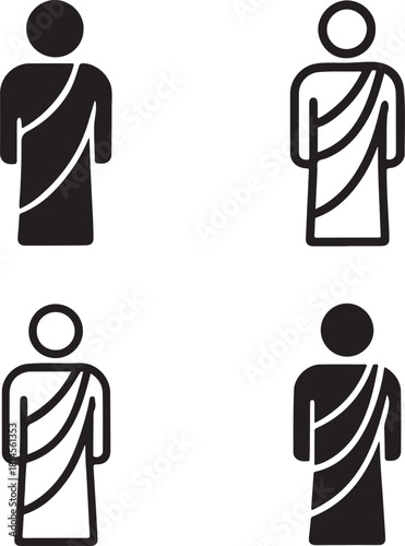 Isolated Toga Italy, traditional Roman clothing icon, cultural attire, heritage dress, black vector fashion symbol, classic costume design for buyers premium design