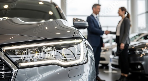 Car Sale Handshake Deal Closure in Automotive Dealership