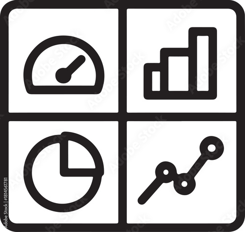 Isolated Dashboard, Dashboard icon, Dashboard analytics panel, interface design, black vector control symbol, management dashboard design for buyers